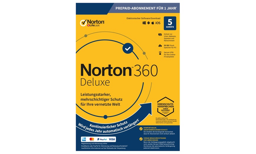 Image 3: Norton 360 antivirus software voor 1 of 5 apparaten voor een jaar