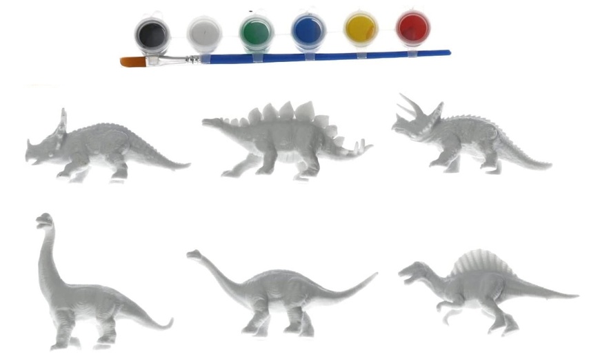 Image 1: One, Two or Four Paint Your Own Dinosaur Sets