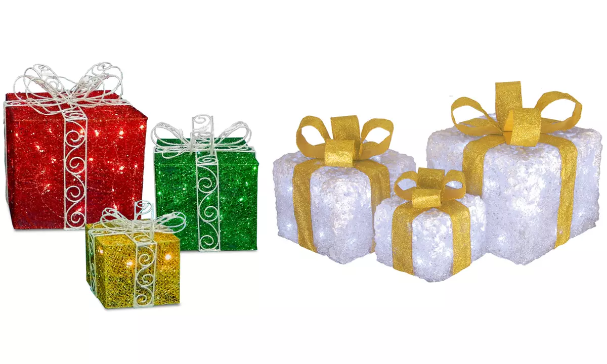 Pre-Lit Christmas Gifts Decoration Set (3-Piece Set) - Primary Image
