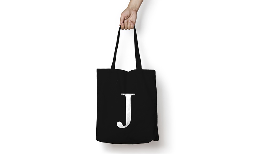 Image 11: Alphabet Letter Cotton Tote Bag