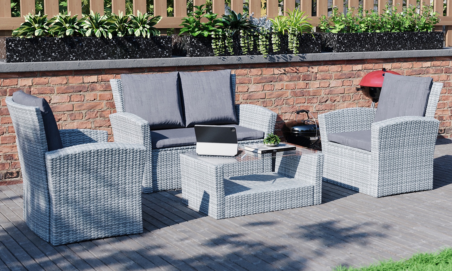 Five-Piece Mylor Four-Seater Rattan-Effect Set