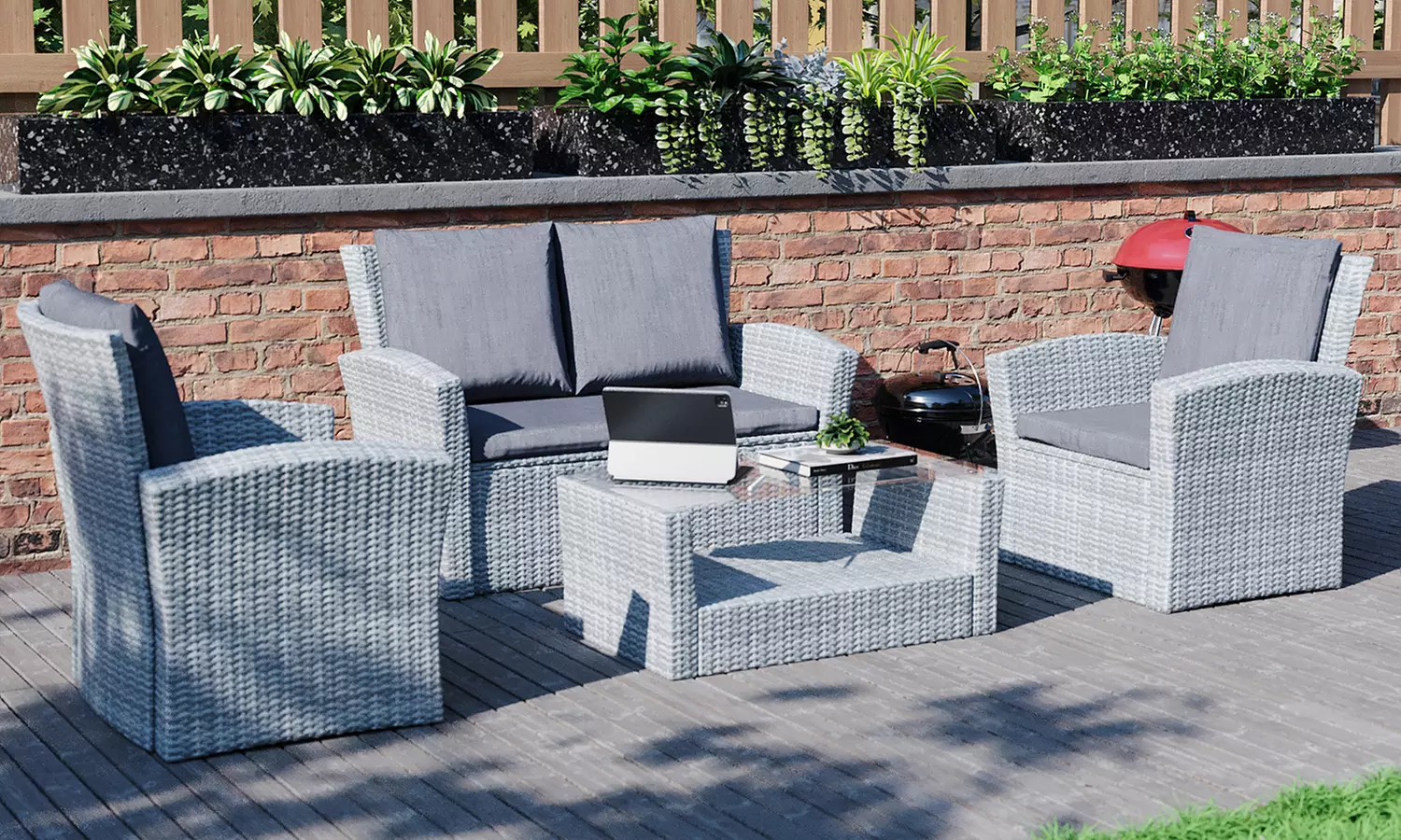 Five-Piece Mylor Four-Seater Rattan-Effect Set