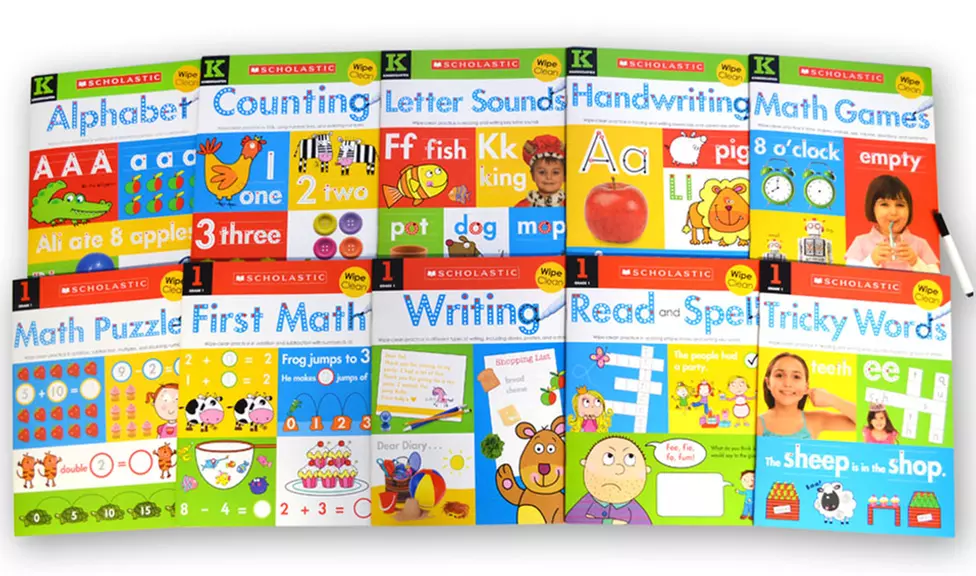 Scholastic Children's Wipe-Clean Book Set with Marker - Primary Image