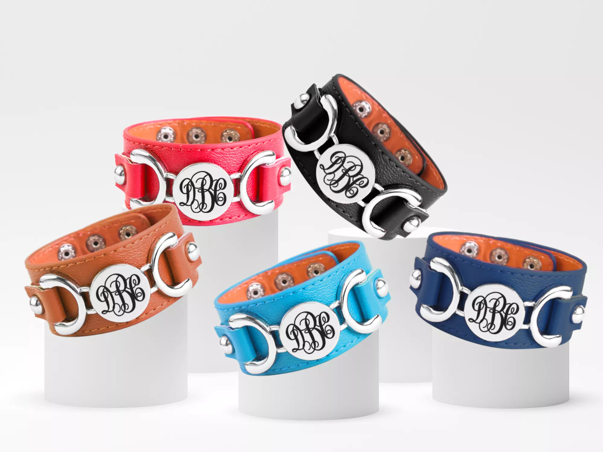 Five Personalized Initial Leather Bracelets
 at MonogramHub (Up to 50% Off) - Primary Image
