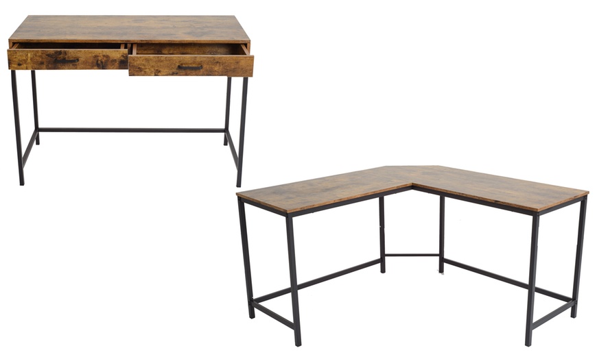 Image 1: Industrial-Style Computer Desk