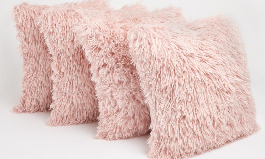 Image 4: Four-Pack of Faux Mongolian Fur Cushion Covers