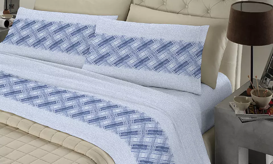 Completo Lenzuola 100% Cotone con angolo di 30 cm, Made in Italy