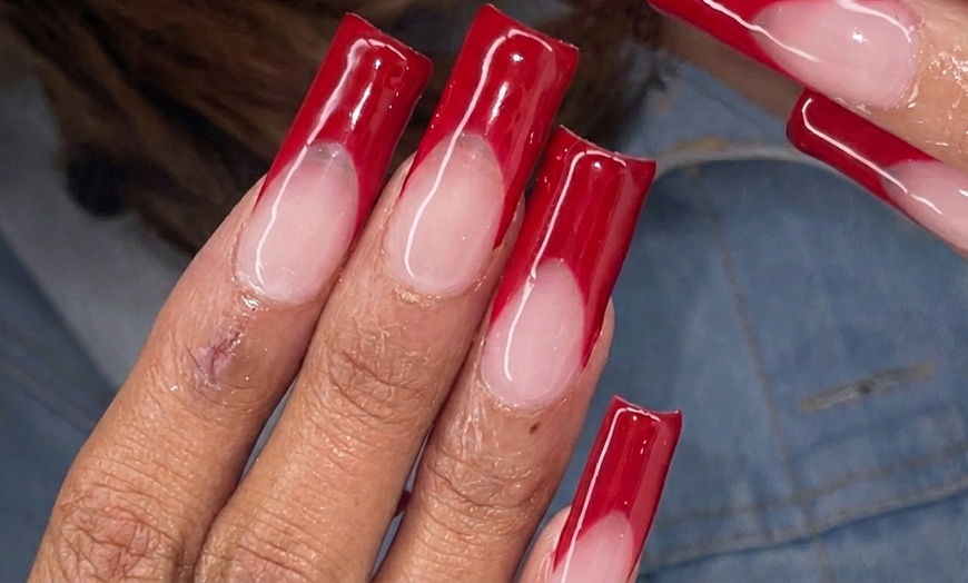 Image 2: Gel X Full Set French Manicure, Deluxe, Signature Pedicure