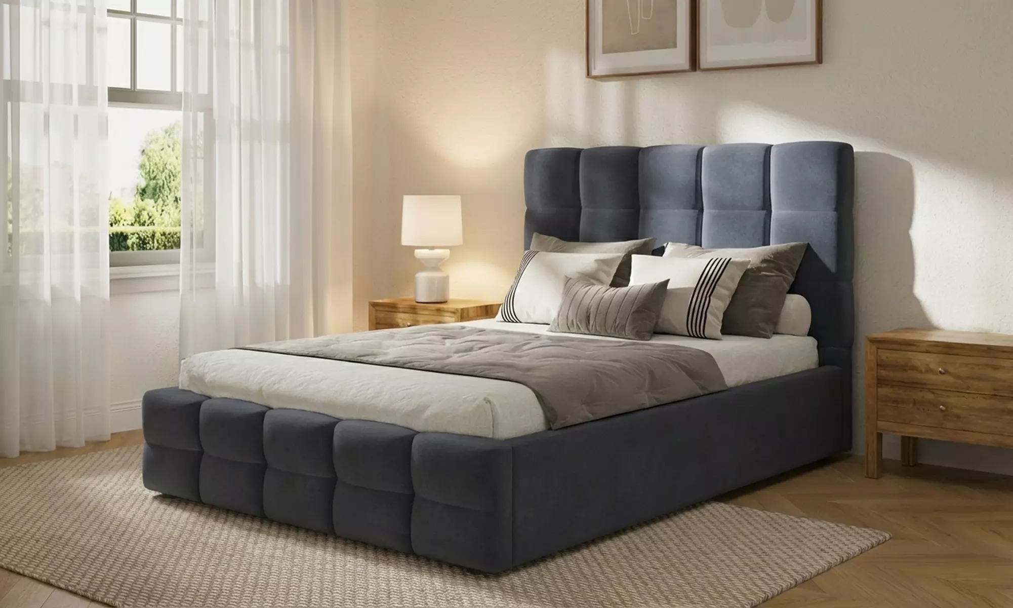 Windsor Velvet Gas Lift Ottoman Bed Frame