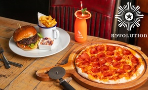 Pizza or Burger and Cocktail for Two at Revolution Bars, Nationwide