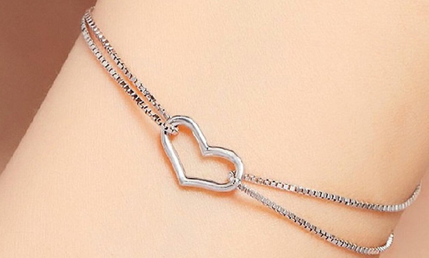 Image 1: Heart Shape Adjustable Bracelet