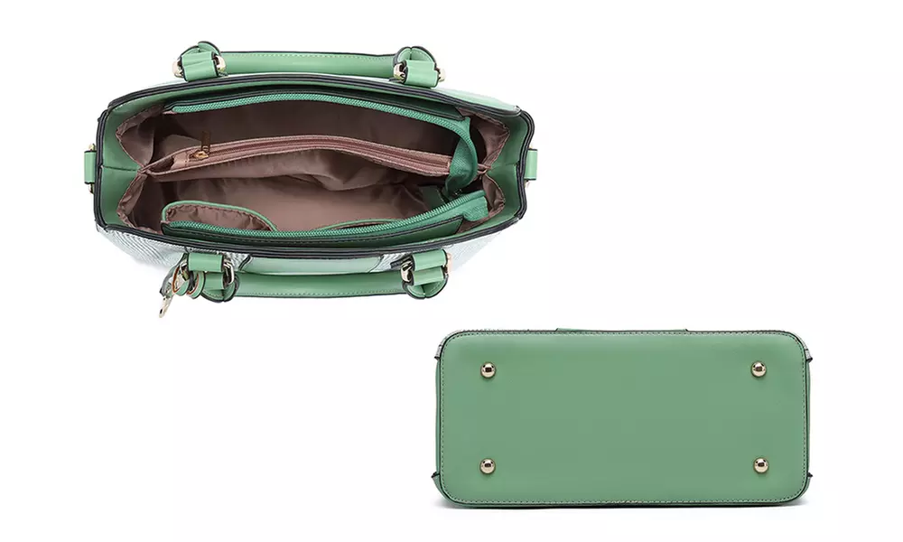 Miss Lulu Gingham Plaid Panel Shoulder Bag Women Handbag