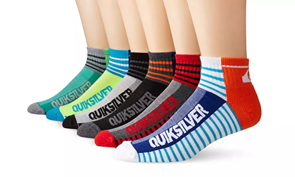 DC and Quiksilver Men's Half Cushion Quarter Socks (6-Pack). Multiple Styles Available - Primary Image