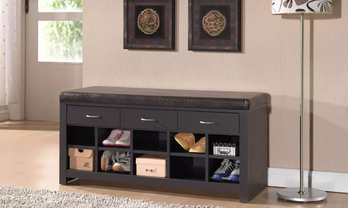 Entryway Bench with Shoe-Storage Compartments - Primary Image