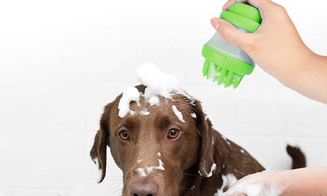 Spazzola in silicone con dispenser porta sapone per cani