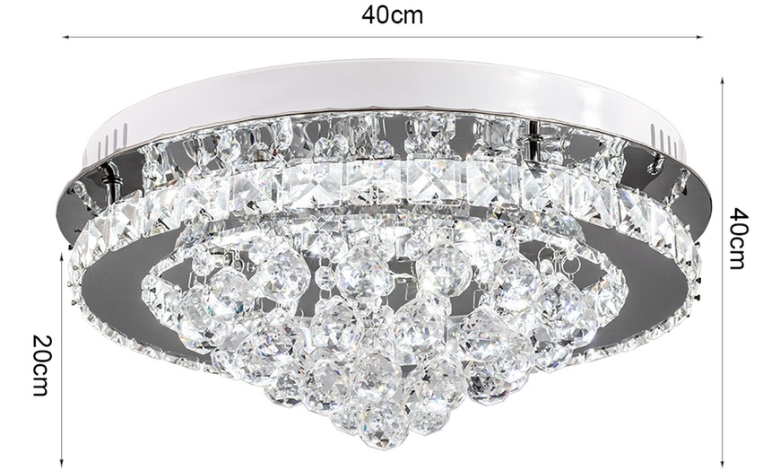 Image 2: Modern Round LED Ceiling Light Crystal Chandelier Lamp 40cm 