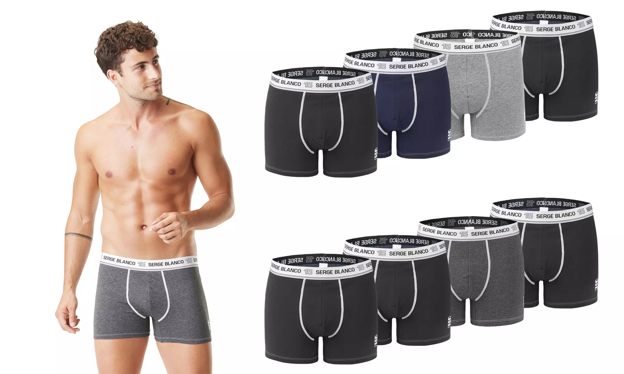 Boxers Serge Blanco homme, lot de 8, 5, 4, 3 ou 2 - Primary Image