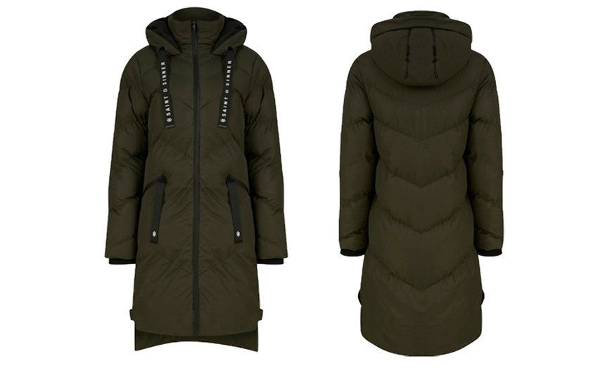 Image 3: Saint and Sinner Women's Long Quilted Puffer Coat