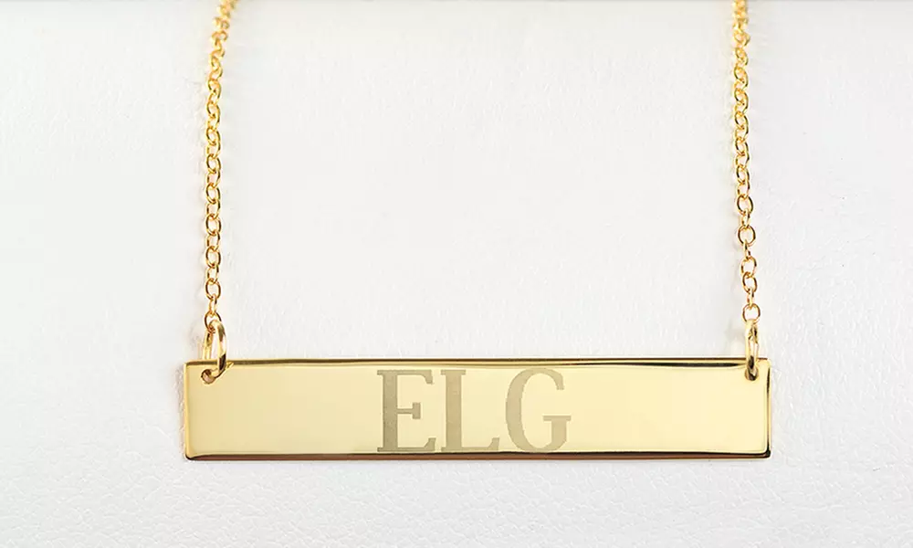 Custom Silver Plated Monogram Bar Necklace from MonogramHub (93% Off) - Second Medium