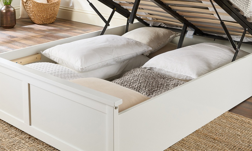 Image 3: Wooden Ottoman Bed with Bonnell or pocket Spring Mattress Option