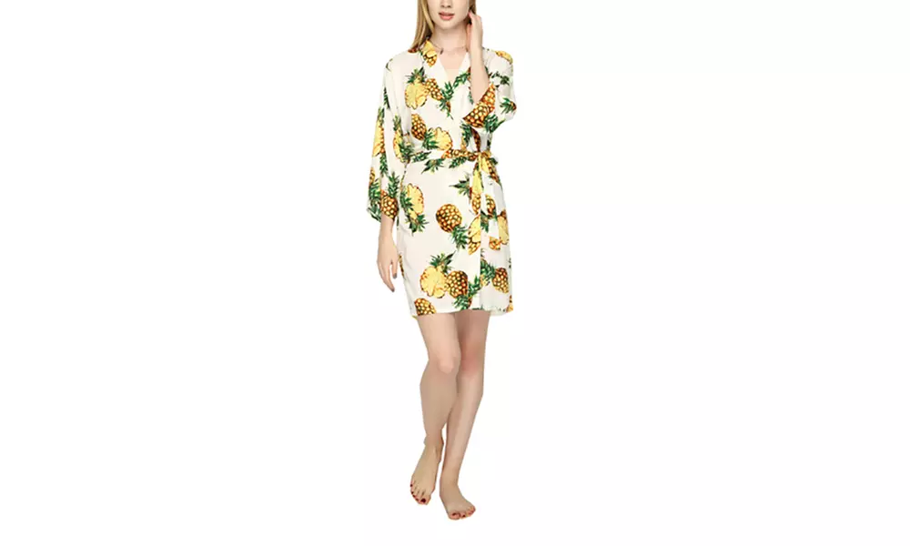 Pretty Bash Tropical-Print Kimono Robe - Second Medium