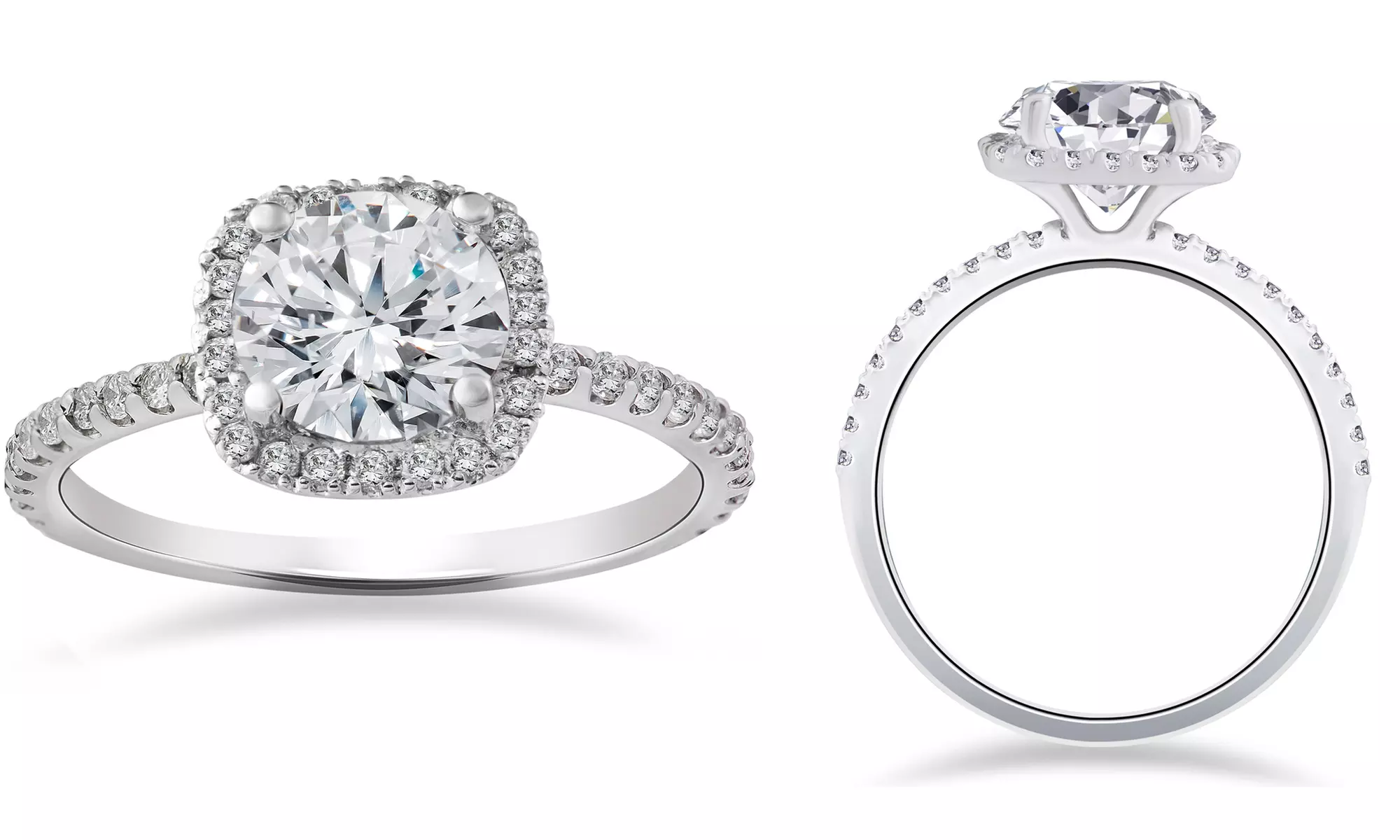 2.00 CTTW Halo Diamond Engagement Ring in 14K White Gold - Primary Image