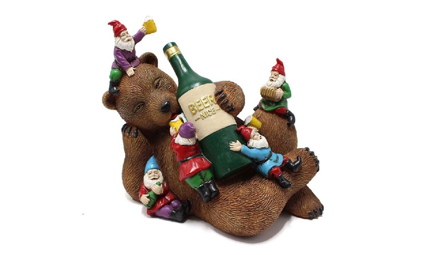 Image 3: Outdoor Garden Gnomes Drunk Bear