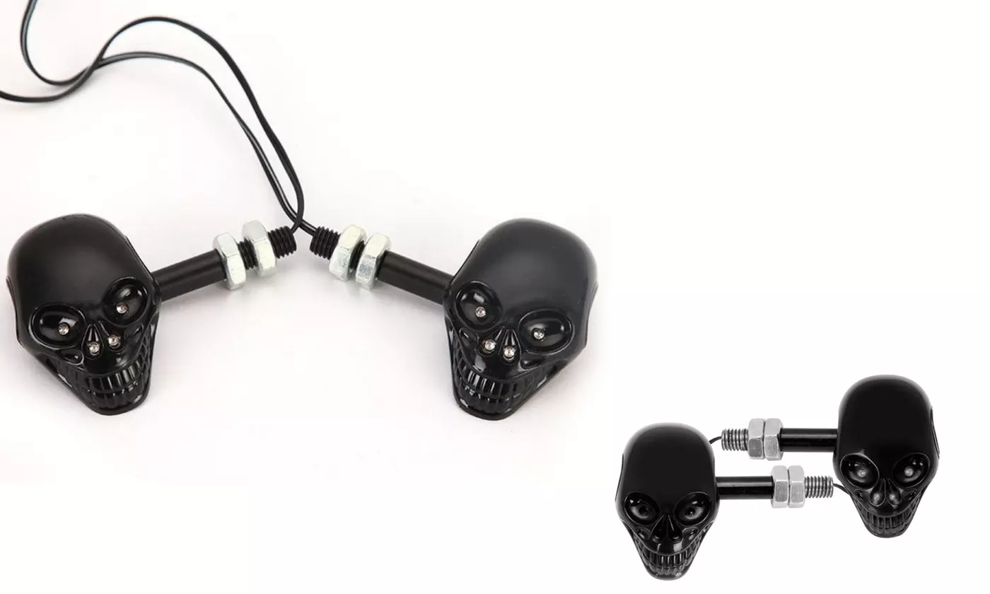 Trend Matters Black Motorcycle Skull LED Turn Signal Lights - Primary Image