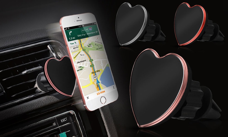 Image 1: Heart-Shaped Magnet Phone Holder