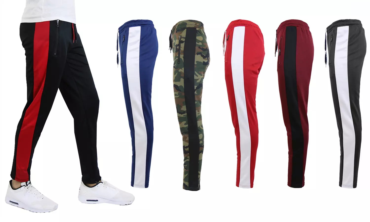 Galaxy By Harvic Men's Active Moisture-Wicking Slim-Fit Striped Joggers (S-2XL) - Primary Image