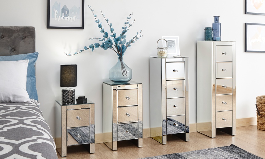 Image 1: Sophia Mirrored Bedside Chest