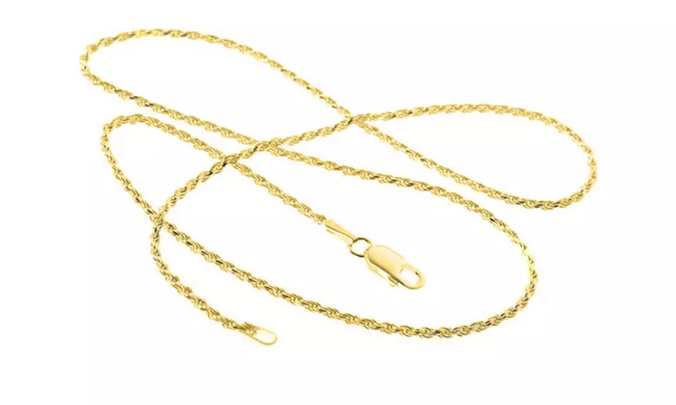 Italian Made Solid Sterling Silver Rope Chains in 18K Yellow Gold Plating by Verona - Primary Image