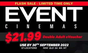 Event Cinemas: General Entry Adult eSaver or Off-Peak Gold Class