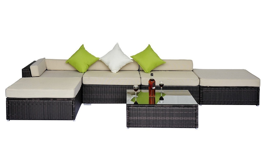 Image 6: Outsunny Modular Rattan Sofa Set