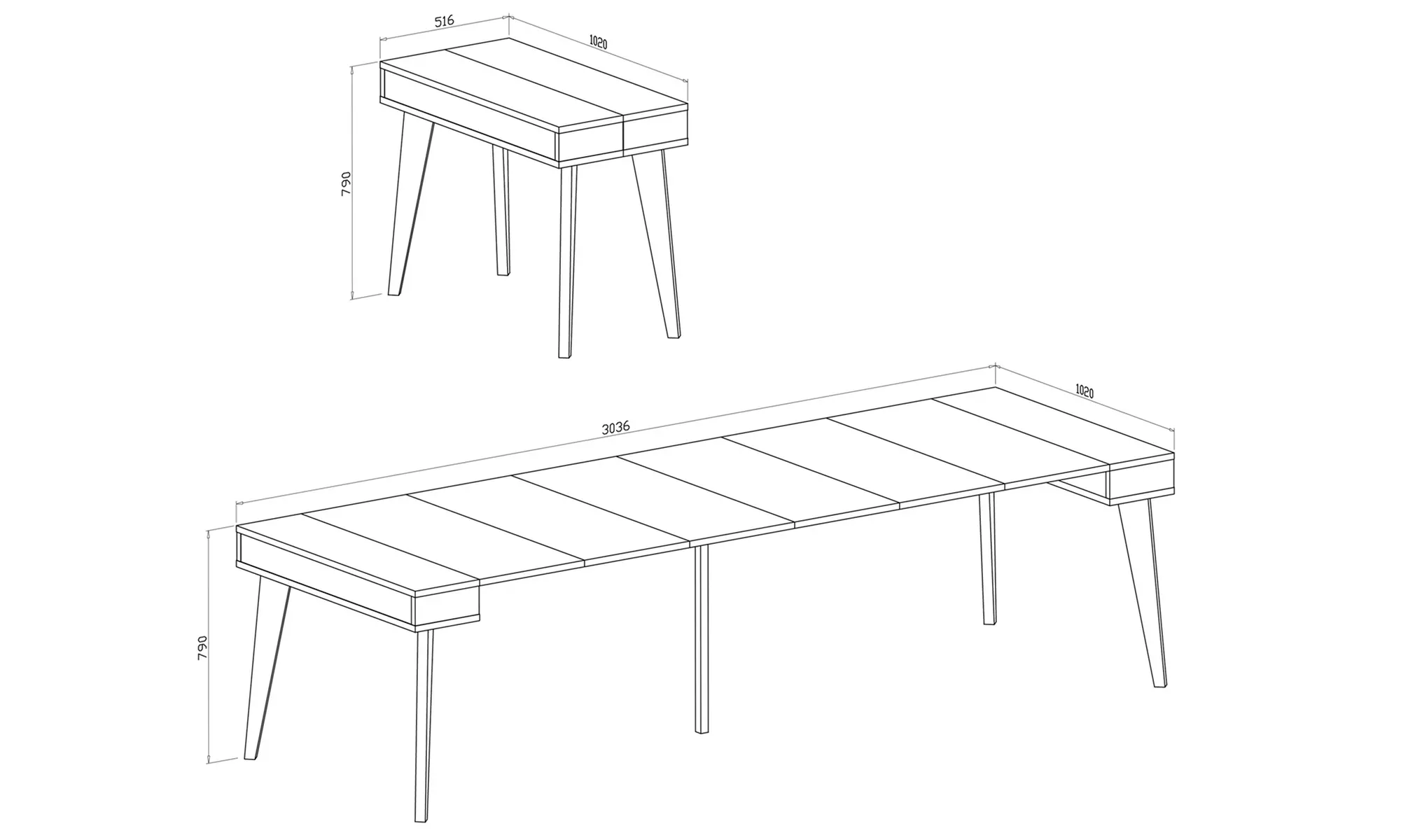 Console extensible au style scandinave, jusqu'à 14 convives - Image 3