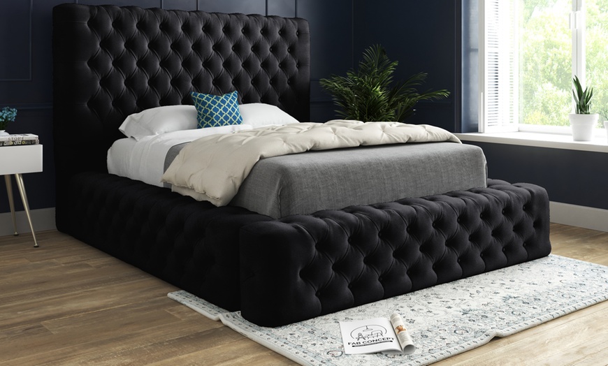 Image 10: DS Living Cambridge Upholstered Soft Velvet Bed