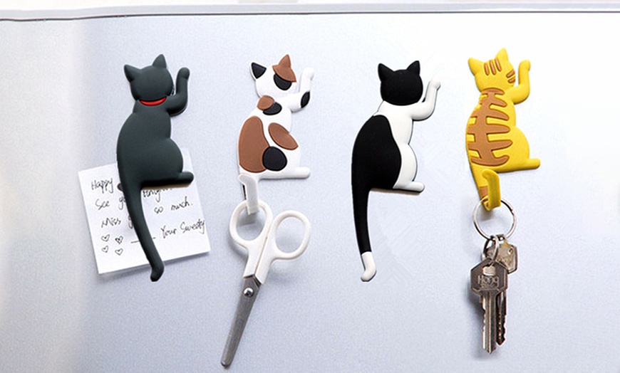 Image 1: Set of Four Cat Fridge Magnets