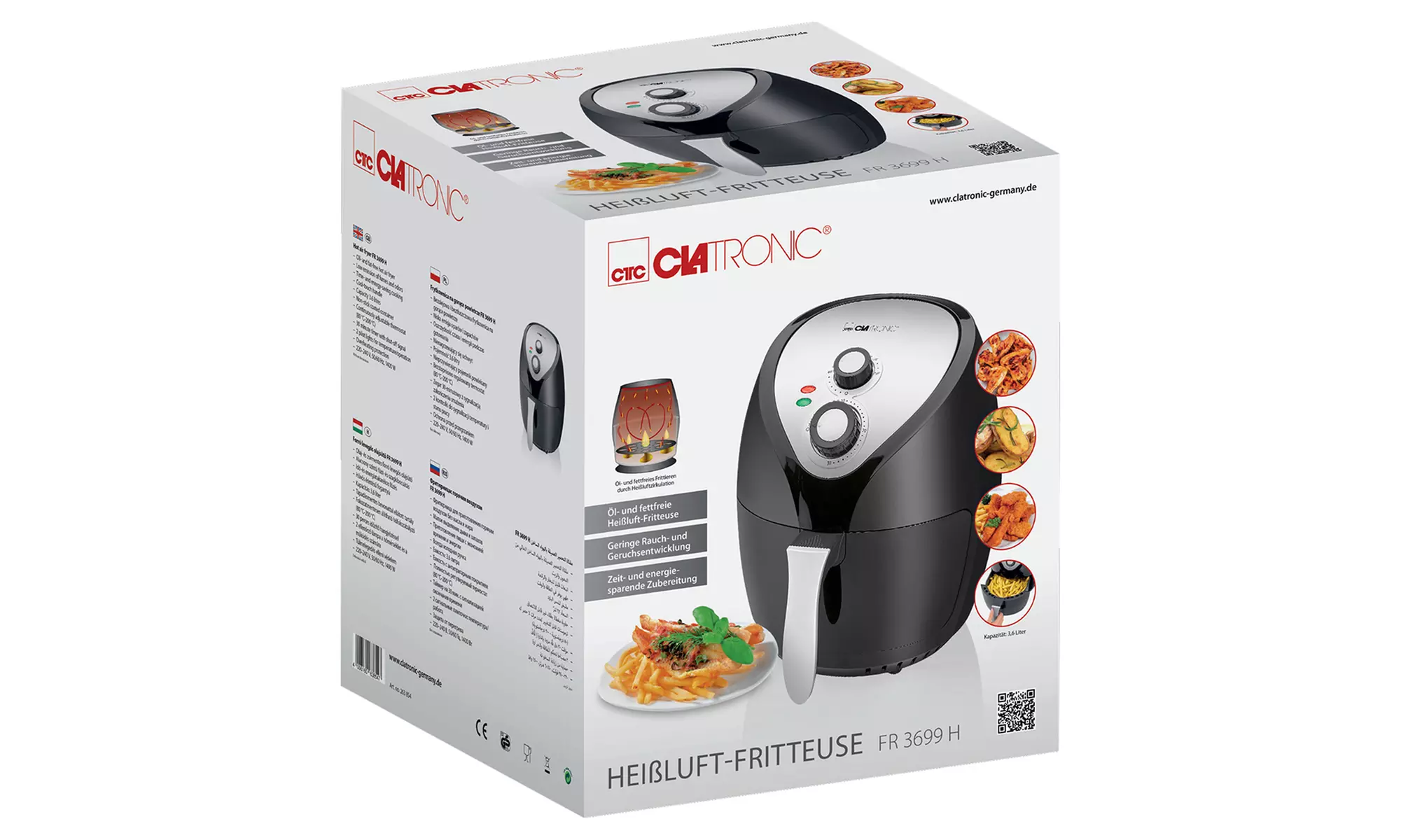 Freidora de aire caliente de 3,6 L Clatronic