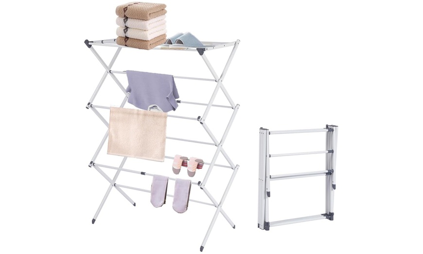 Image 4: Three-Tier Extendable Clothes Airer