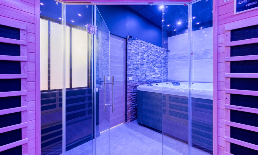 Image 1: One or Three 30-Min Infrared Sauna w/ or w/o Cold Plunge