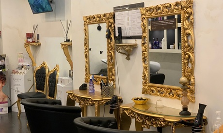 Pacchetti con taglio, piega, ricostruzione, colore e balayage al Dj Saloon (sconto fino a 66%)