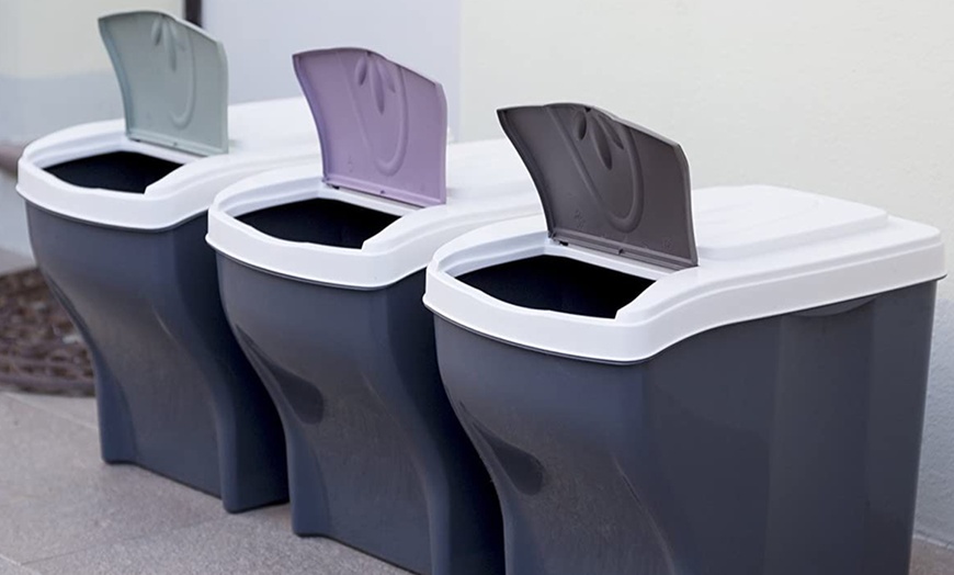 Image 6: Three 20L Stackable Waste-Recycling Bins