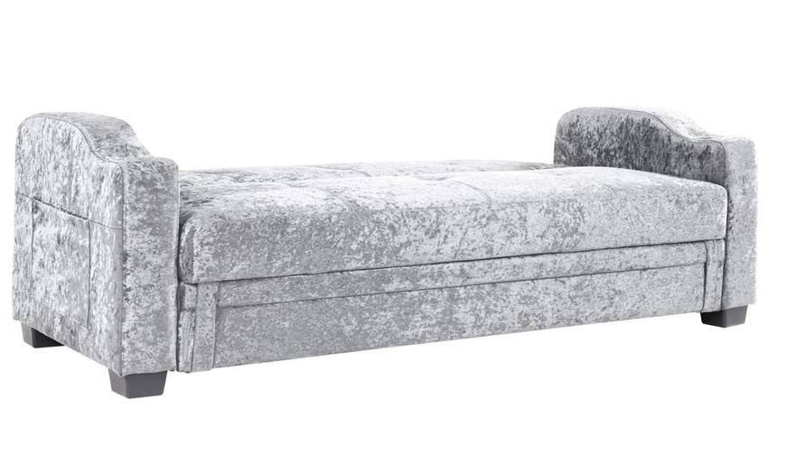 Image 7: Crushed Velvet Fabric Sofa Bed