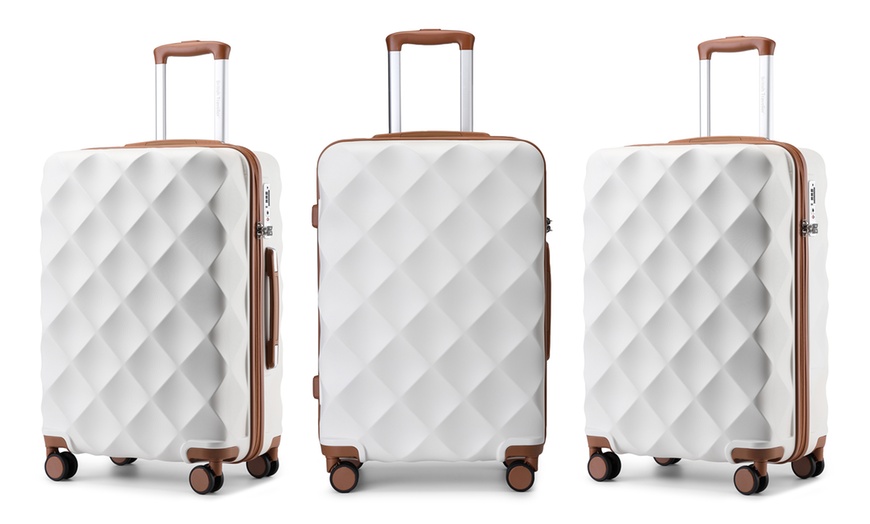 Image 21: One or Four Pieces of Ultralight ABS Diamond Suitcase
