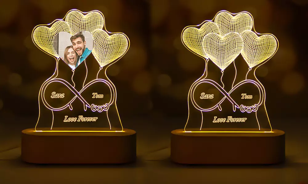 Personalisiertes Herz- oder Ballon-Nachtlicht mit Foto und Text im Design nach Wahl von Justyling (83% sparen) - Primary Image