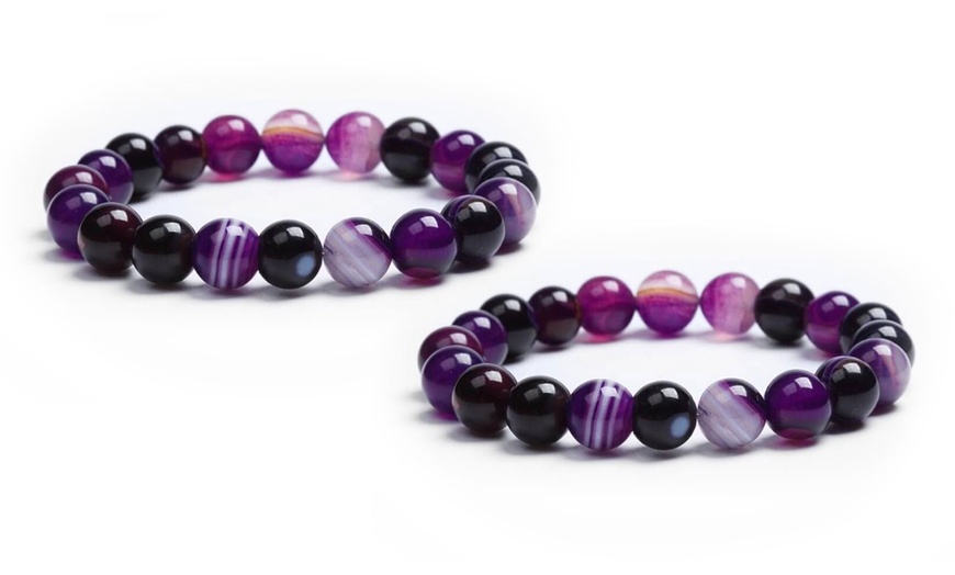 Image 4: One or Two Purple Agate Bracelets