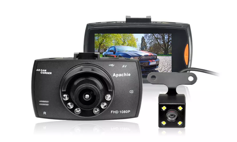Porto Q Full HD Dual Front and Rear Dash Cam with Optional 16GB MSD Card - Primary Image