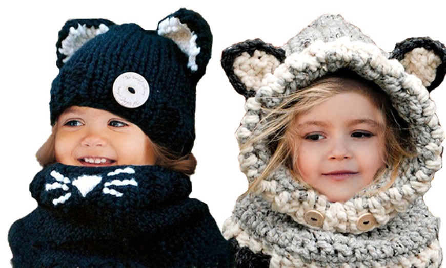 Image 7: Kids' Animal Hat and Scarf Set