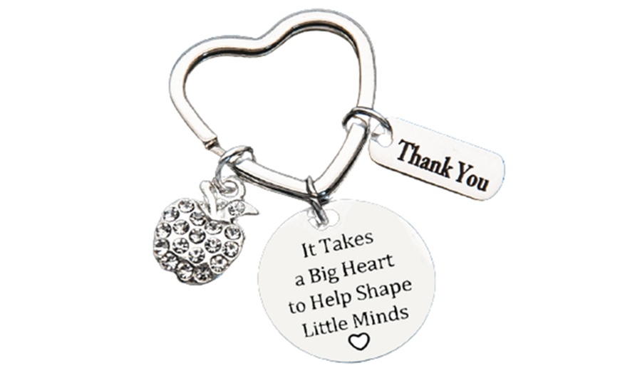 Image 4: One, Two or Four "It Takes a Big Heart to Shape Little Minds" Keychain