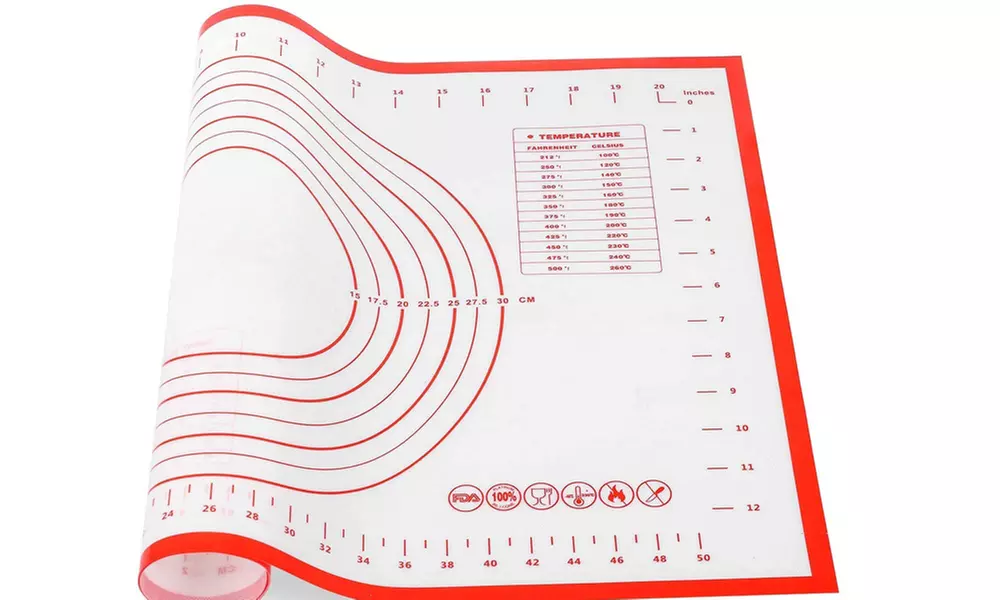 Tappetino Da Forno In Silicone 2 Pezzi – Antiscivolo Per Impastare Con Pennello E Taglierino